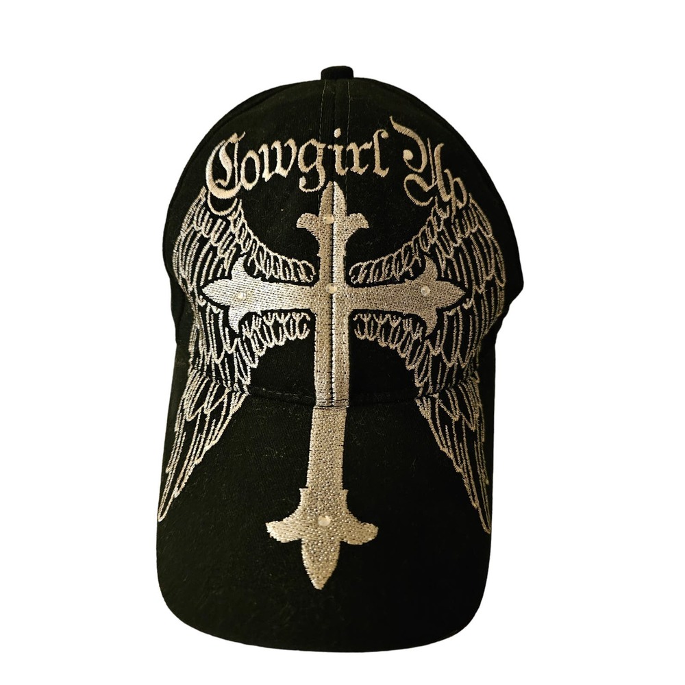 Cowgirl embroidery Cross w bling accent. Adjustable
